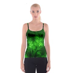 Artsy Bright Green Trees Spaghetti Strap Top