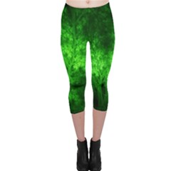 Artsy Bright Green Trees Capri Leggings 