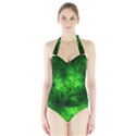 Artsy Bright Green Trees Halter Swimsuit View1