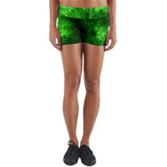 Artsy Bright Green Trees Yoga Shorts