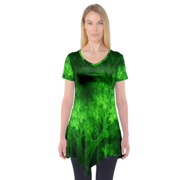 Artsy Bright Green Trees Short Sleeve Tunic 