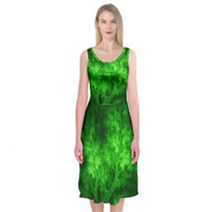 Artsy Bright Green Trees Midi Sleeveless Dress