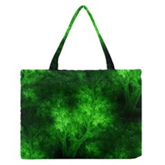 Artsy Bright Green Trees Zipper Medium Tote Bag