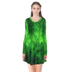 Artsy Bright Green Trees Flare Dress