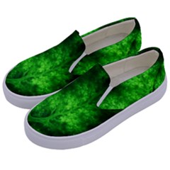 Artsy Bright Green Trees Kids  Canvas Slip Ons