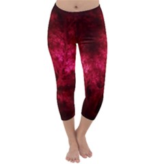 Artsy Red Trees Capri Winter Leggings 