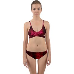 Artsy Red Trees Wrap Around Bikini Set