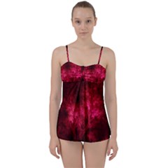 Artsy Red Trees Babydoll Tankini Set