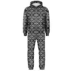 Black And White Ethnic Pattern Hooded Jumpsuit (men)  by dflcprints