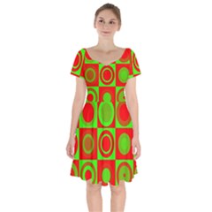 Redg Reen Christmas Background Short Sleeve Bardot Dress by Celenk