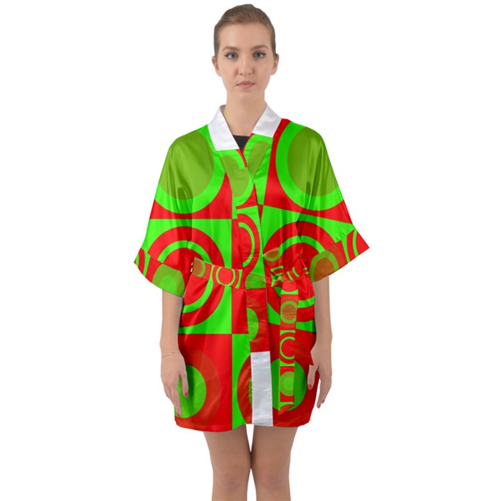 Redg Reen Christmas Background Quarter Sleeve Kimono Robe