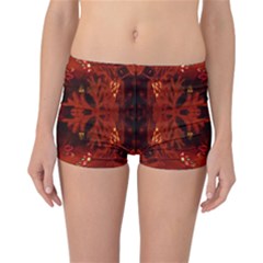 Red Abstract Reversible Boyleg Bikini Bottoms by Celenk