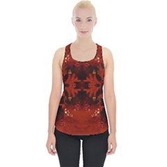 Red Abstract Piece Up Tank Top