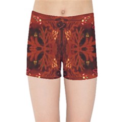 Red Abstract Kids Sports Shorts by Celenk