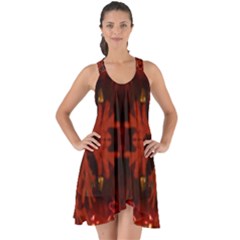 Red Abstract Show Some Back Chiffon Dress