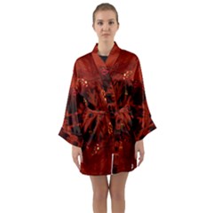 Red Abstract Long Sleeve Kimono Robe