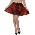 Red Abstract Velvet Skater Skirt View1