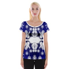 The Effect Of Light  Very Vivid Colours  Fragment Frame Pattern Cap Sleeve Tops by Celenk