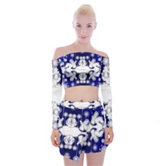 The Effect Of Light  Very Vivid Colours  Fragment Frame Pattern Off Shoulder Top With Mini Skirt Set