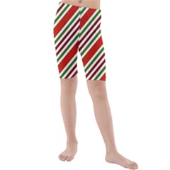 Christmas Color Stripes Kids  Mid Length Swim Shorts by Celenk