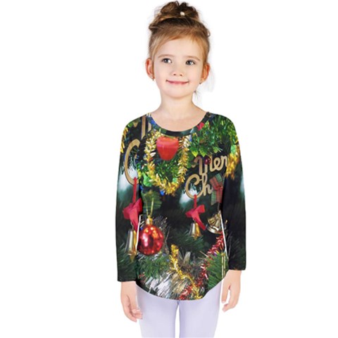 Decoration Christmas Celebration Gold Kids  Long Sleeve Tee by Celenk