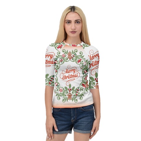 Merry Christmas Wreath Quarter Sleeve Raglan Tee by Celenk