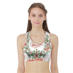 Merry Christmas Wreath Sports Bra With Border by Celenk