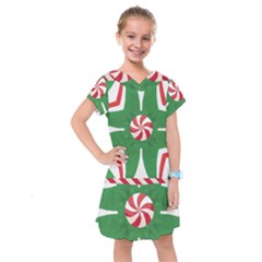 Candy Cane Kaleidoscope Kids  Drop Waist Dress