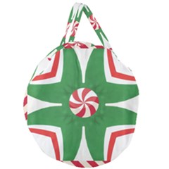 Candy Cane Kaleidoscope Giant Round Zipper Tote by Celenk