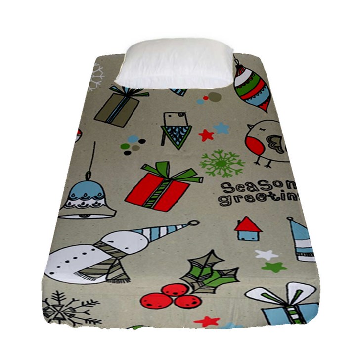 Beautiful Design Christmas Seamless Pattern Fitted Sheet (Single Size)