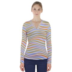 Art Abstract Colorful Colors V-neck Long Sleeve Top