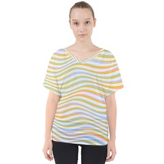 Art Abstract Colorful Colors V-neck Dolman Drape Top