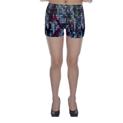 Christmas Cross Stitch Background Skinny Shorts by Celenk