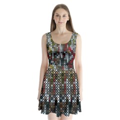 Christmas Cross Stitch Background Split Back Mini Dress  by Celenk