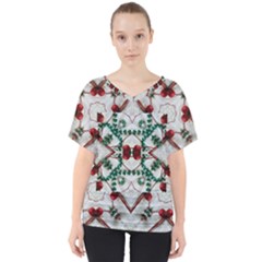 Christmas Paper V-neck Dolman Drape Top