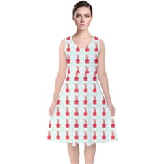 At On Christmas Present Background V-neck Midi Sleeveless Dress 