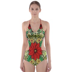 Calsidyrose Groovy Christmas Cut-out One Piece Swimsuit by Celenk