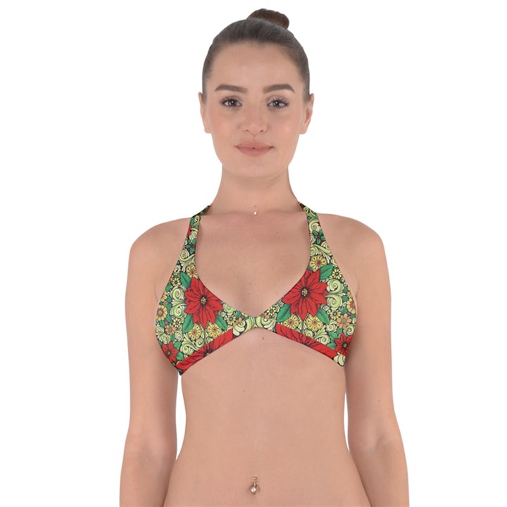 Calsidyrose Groovy Christmas Halter Neck Bikini Top