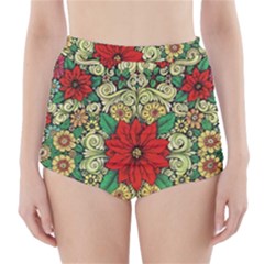 Calsidyrose Groovy Christmas High-waisted Bikini Bottoms by Celenk