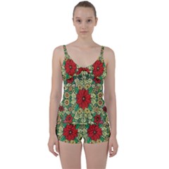 Calsidyrose Groovy Christmas Tie Front Two Piece Tankini by Celenk