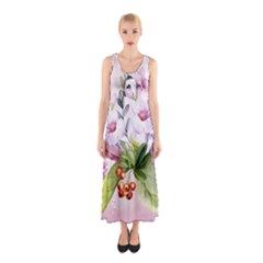 Wonderful Flowers, Soft Colors, Watercolor Sleeveless Maxi Dress