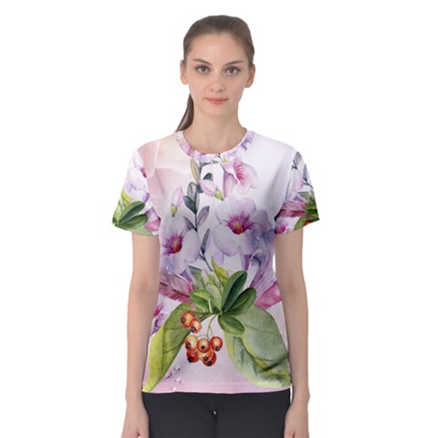 Wonderful Flowers, Soft Colors, Watercolor Women s Sport Mesh Tee by FantasyWorld7