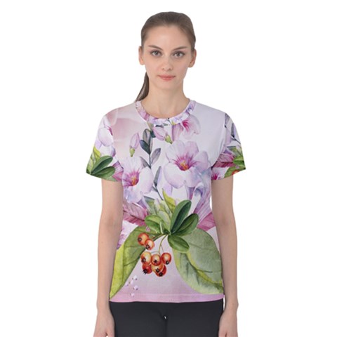 Wonderful Flowers, Soft Colors, Watercolor Women s Cotton Tee by FantasyWorld7