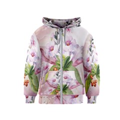 Wonderful Flowers, Soft Colors, Watercolor Kids  Zipper Hoodie by FantasyWorld7