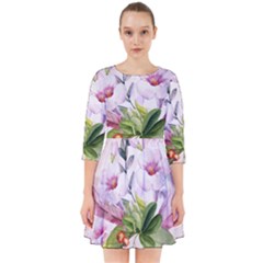 Wonderful Flowers, Soft Colors, Watercolor Smock Dress by FantasyWorld7