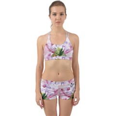 Wonderful Flowers, Soft Colors, Watercolor Back Web Sports Bra Set