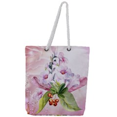 Wonderful Flowers, Soft Colors, Watercolor Full Print Rope Handle Tote (large) by FantasyWorld7