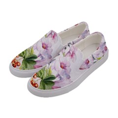 Wonderful Flowers, Soft Colors, Watercolor Women s Canvas Slip Ons