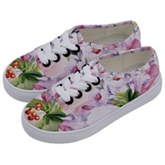 Wonderful Flowers, Soft Colors, Watercolor Kids  Classic Low Top Sneakers