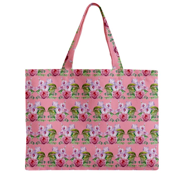 Floral Pattern Zipper Mini Tote Bag